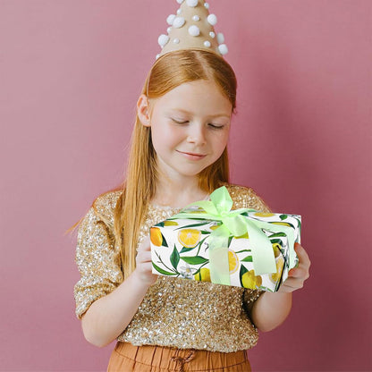 12 Sheets 28 * 20 Inches Lemon Wrapping Paper Yellow Green Summer Fruit Flower Patterned Gift Wrap Paper for Baby Shower Birthday Summer Holidays DIY Craft