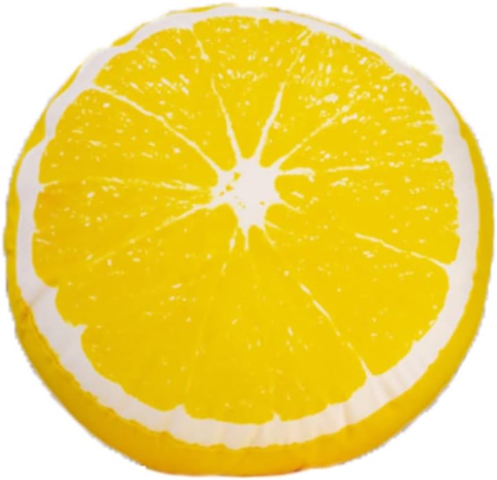 Fruit Pillow Home Decoration Sofa Tatami Plush seat Cushion futon Shape Round Cushion Pillow (35cm/13inches, Yellow - Lemon)