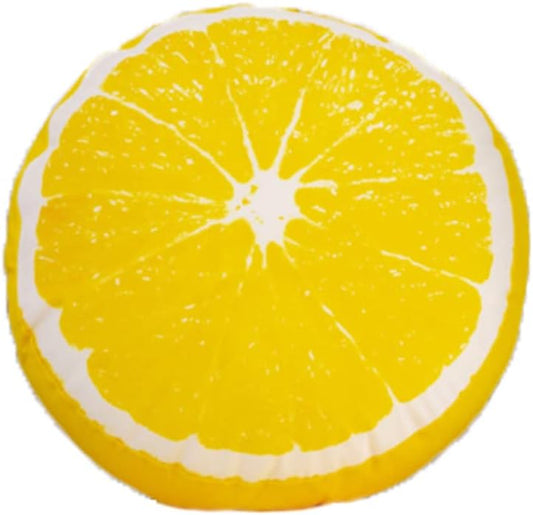 Fruit Pillow Home Decoration Sofa Tatami Plush seat Cushion futon Shape Round Cushion Pillow (35cm/13inches, Yellow - Lemon)