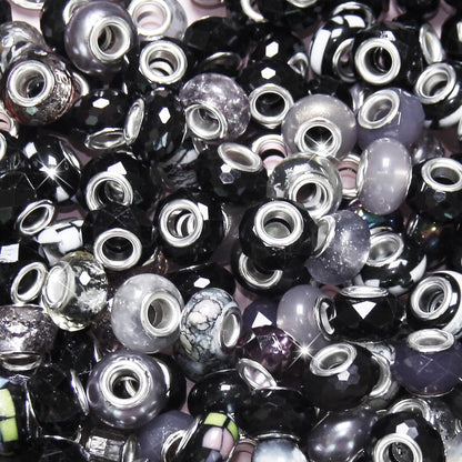 100 Pcs Large Hole Beads Spacer Bead Yellow Assorted European Craft Big Beads Large Hole Lampwork Murano Fairy Wand Garden Bead for DIY Pens Charms Bracelet Necklace Keychain Jewelry Making Supplies