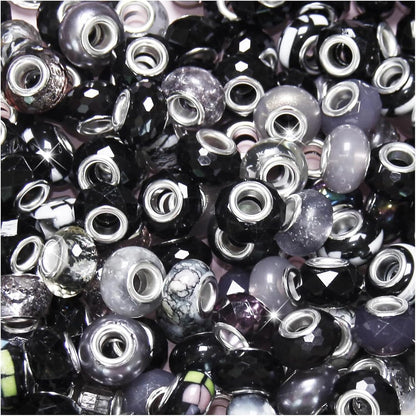 100 Pcs Large Hole Beads Spacer Bead Yellow Assorted European Craft Big Beads Large Hole Lampwork Murano Fairy Wand Garden Bead for DIY Pens Charms Bracelet Necklace Keychain Jewelry Making Supplies