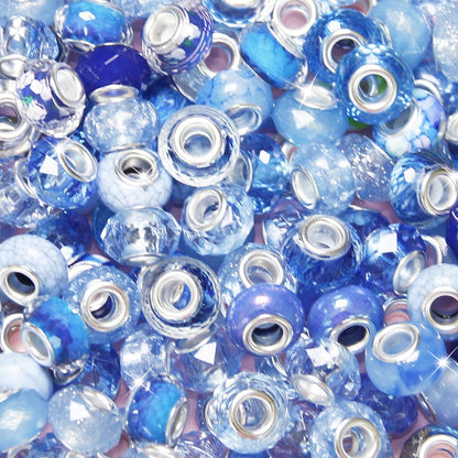 100 Pcs Large Hole Beads Spacer Bead Yellow Assorted European Craft Big Beads Large Hole Lampwork Murano Fairy Wand Garden Bead for DIY Pens Charms Bracelet Necklace Keychain Jewelry Making Supplies