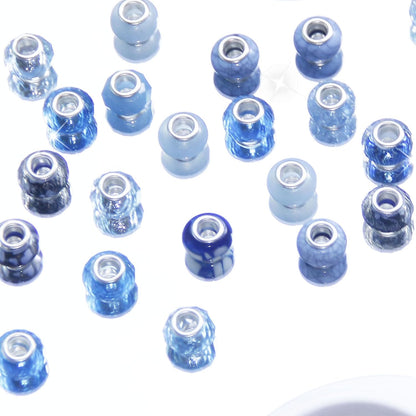 100 Pcs Large Hole Beads Spacer Bead Yellow Assorted European Craft Big Beads Large Hole Lampwork Murano Fairy Wand Garden Bead for DIY Pens Charms Bracelet Necklace Keychain Jewelry Making Supplies