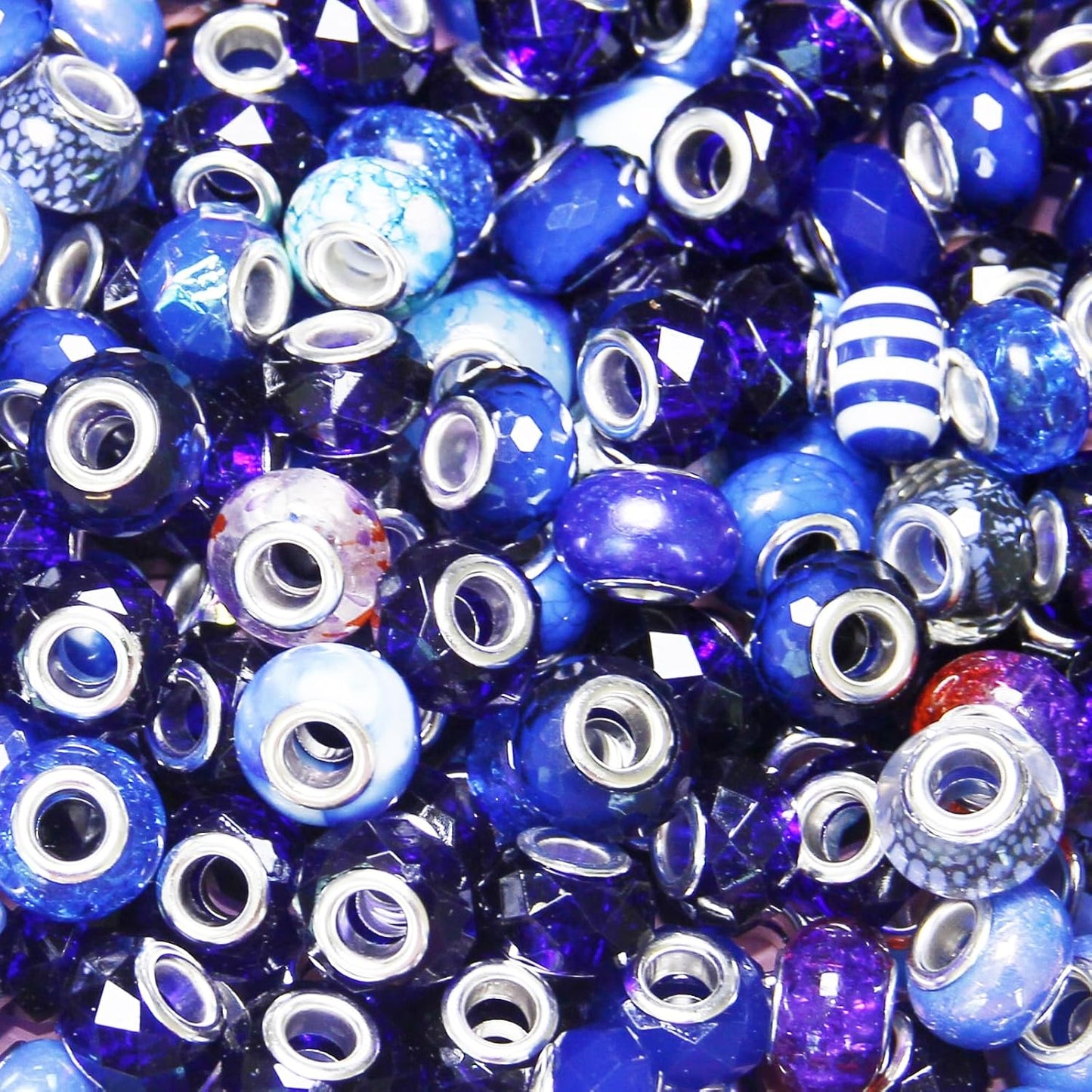 100 Pcs Large Hole Beads Spacer Bead Yellow Assorted European Craft Big Beads Large Hole Lampwork Murano Fairy Wand Garden Bead for DIY Pens Charms Bracelet Necklace Keychain Jewelry Making Supplies