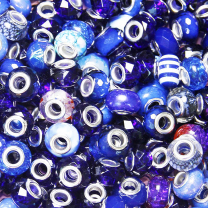 100 Pcs Large Hole Beads Spacer Bead Yellow Assorted European Craft Big Beads Large Hole Lampwork Murano Fairy Wand Garden Bead for DIY Pens Charms Bracelet Necklace Keychain Jewelry Making Supplies