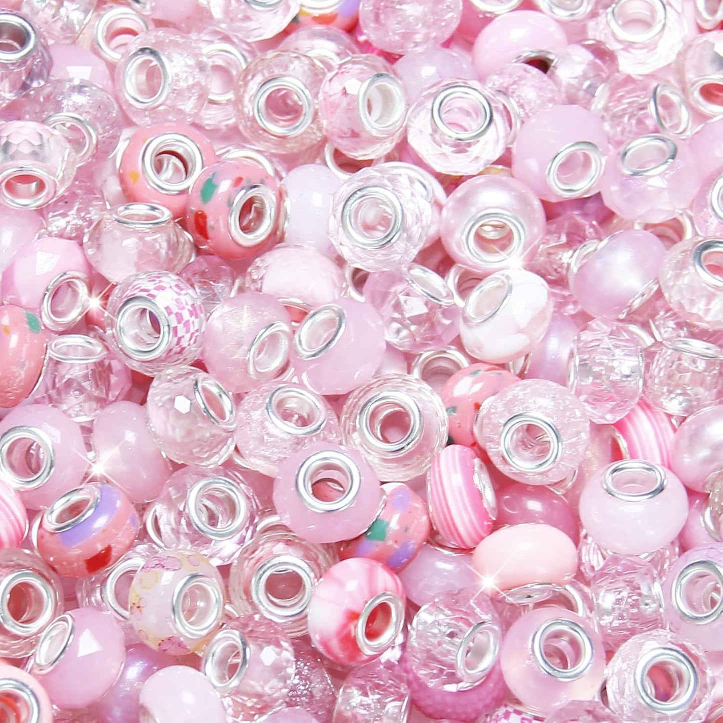 100 Pcs Large Hole Beads Spacer Bead Yellow Assorted European Craft Big Beads Large Hole Lampwork Murano Fairy Wand Garden Bead for DIY Pens Charms Bracelet Necklace Keychain Jewelry Making Supplies