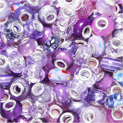 100 Pcs Large Hole Beads Spacer Bead Yellow Assorted European Craft Big Beads Large Hole Lampwork Murano Fairy Wand Garden Bead for DIY Pens Charms Bracelet Necklace Keychain Jewelry Making Supplies
