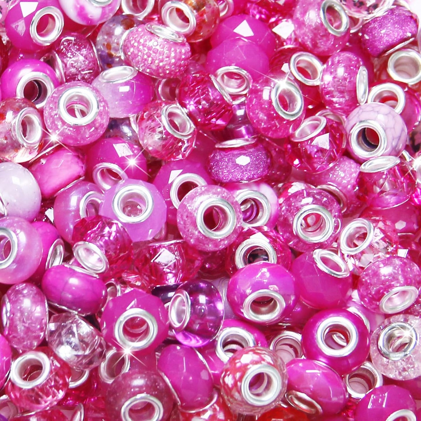 100 Pcs Large Hole Beads Spacer Bead Yellow Assorted European Craft Big Beads Large Hole Lampwork Murano Fairy Wand Garden Bead for DIY Pens Charms Bracelet Necklace Keychain Jewelry Making Supplies