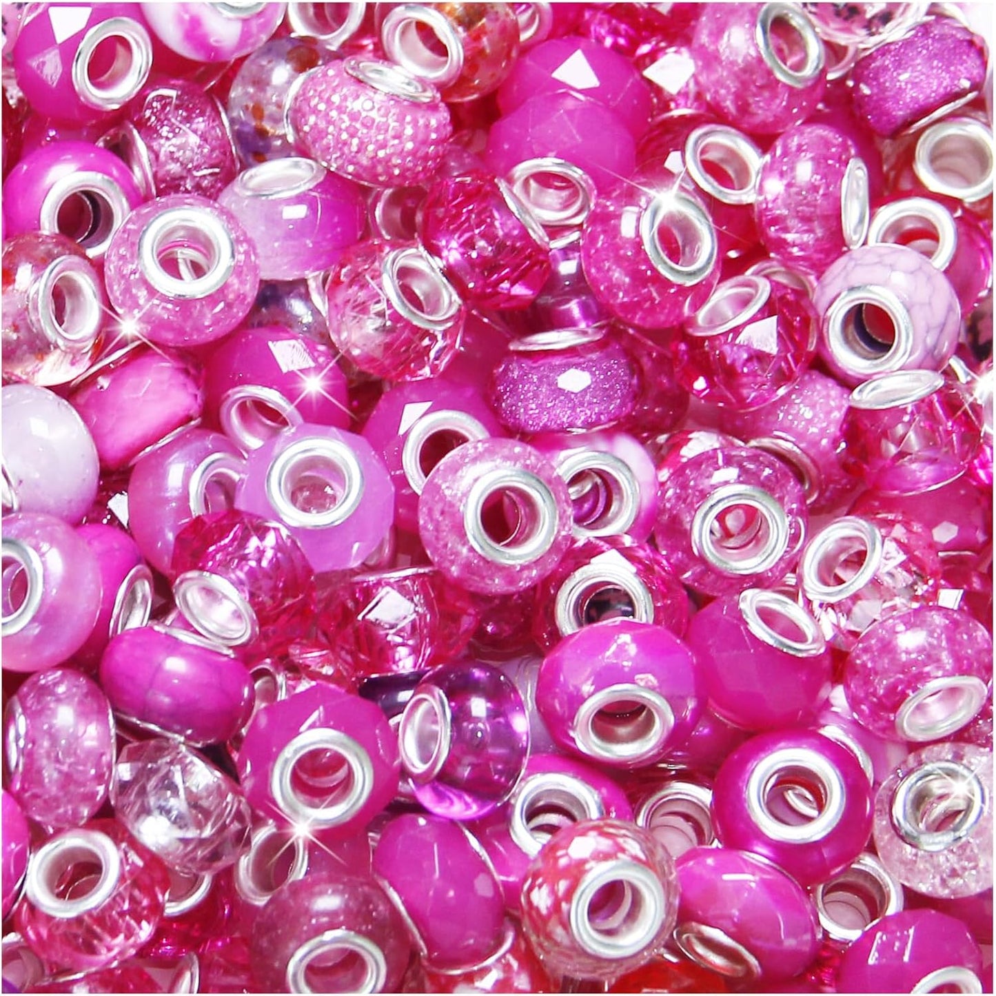 100 Pcs Large Hole Beads Spacer Bead Yellow Assorted European Craft Big Beads Large Hole Lampwork Murano Fairy Wand Garden Bead for DIY Pens Charms Bracelet Necklace Keychain Jewelry Making Supplies