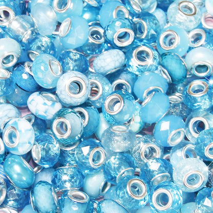 100 Pcs Large Hole Beads Spacer Bead Yellow Assorted European Craft Big Beads Large Hole Lampwork Murano Fairy Wand Garden Bead for DIY Pens Charms Bracelet Necklace Keychain Jewelry Making Supplies