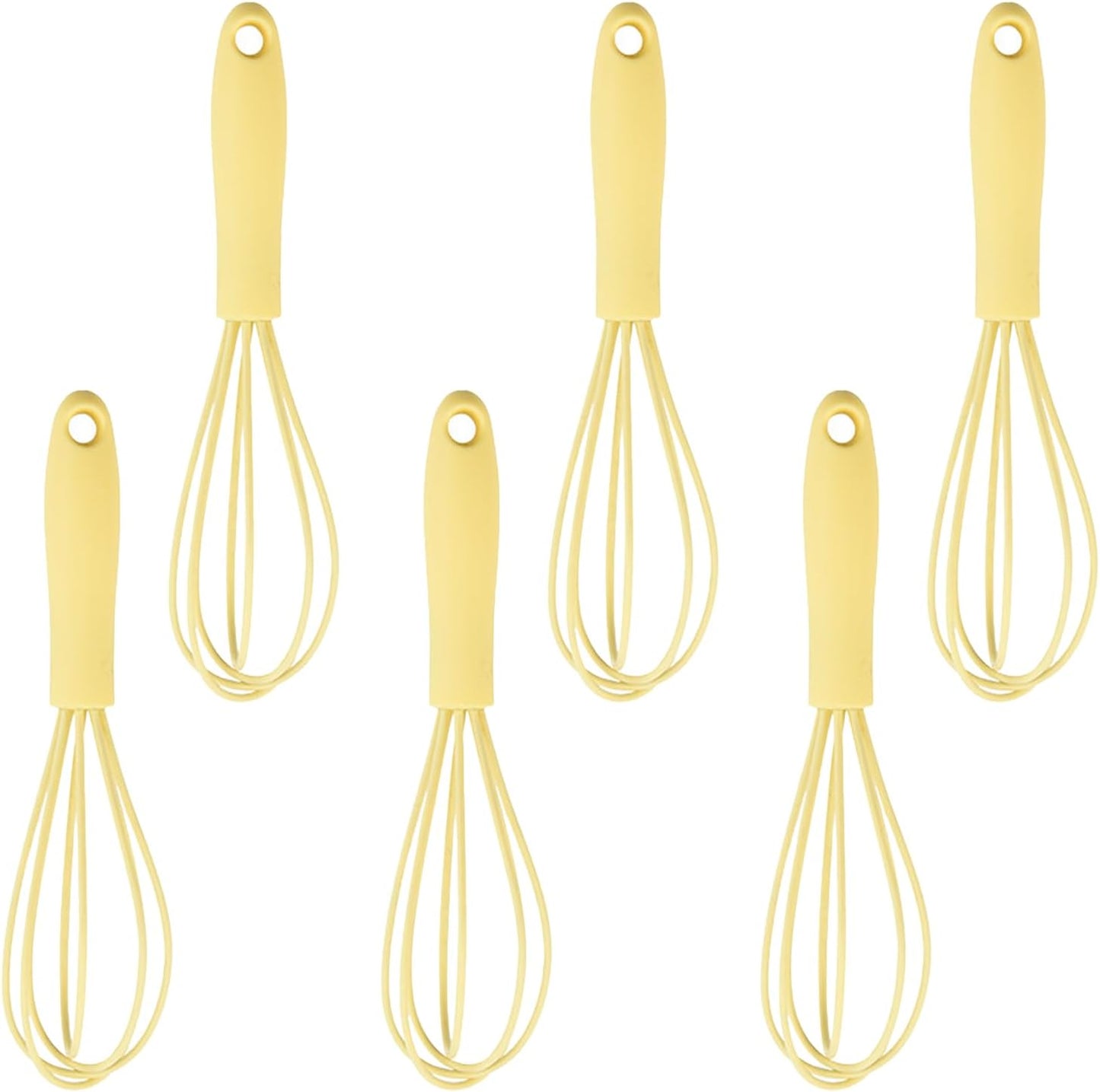 6Pcs Silicone Whisk, Mini Whisk Set, Small Whisks For Cooking, Hand Milk Frothers, For Non-Stick Cookware,Egg Beater Perfect For Blending,Whisking,Beating,Frothing & Stirring (Yellow)