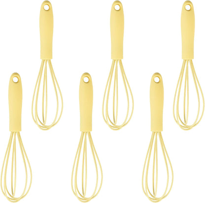 6Pcs Silicone Whisk, Mini Whisk Set, Small Whisks For Cooking, Hand Milk Frothers, For Non-Stick Cookware,Egg Beater Perfect For Blending,Whisking,Beating,Frothing & Stirring (Yellow)