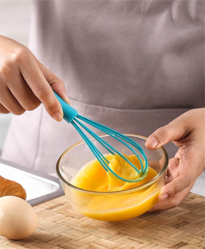 6Pcs Silicone Whisk, Mini Whisk Set, Small Whisks For Cooking, Hand Milk Frothers, For Non-Stick Cookware,Egg Beater Perfect For Blending,Whisking,Beating,Frothing & Stirring (Yellow)