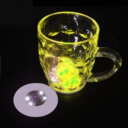 LED Coaster, 10 Pack LED Light Up Coasters LED Sticker Lights, LED Bottle Lights Cup Holder Lights for Wine Liquor Bottle, Party, Bar Coaster ﻿ (Yellow)