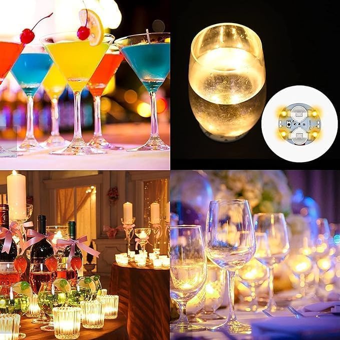 LED Coaster, 10 Pack LED Light Up Coasters LED Sticker Lights, LED Bottle Lights Cup Holder Lights for Wine Liquor Bottle, Party, Bar Coaster ﻿ (Yellow)