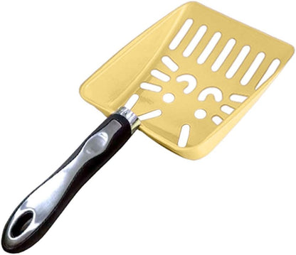Cat Litter Box Shovel, Aluminum Alloy Sifter, Kitty Metal Scooper, Deep Shovel Long Handle, Metal Medium Cat Litter Scoop Sturdy Mesh Scooper, Easy to Clean Suitable for Cat Litter Box (Yellow)