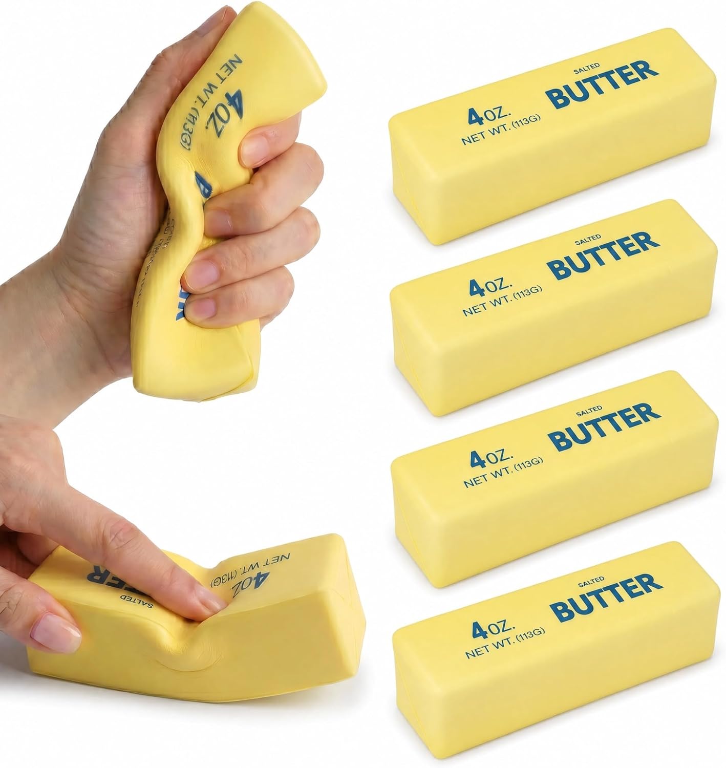Butter Squishy Fidget Toys, Slow Rising Squishy Stress Relief Fidget Toys for Adults, Squishy Butter Slow Rebound Stretchy Sensory Toy Gifts for Anxiety Relief Party Favors Office School Home, 4pc