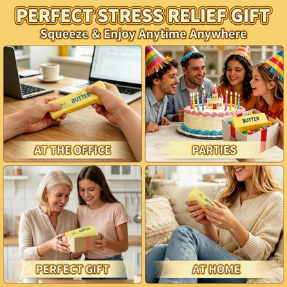 Butter Squishy Fidget Toys, Slow Rising Squishy Stress Relief Fidget Toys for Adults, Squishy Butter Slow Rebound Stretchy Sensory Toy Gifts for Anxiety Relief Party Favors Office School Home, 4pc