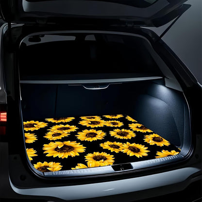 Universal Car Trunk Mat 29" x 39", All Weather Trunk Protection Cargo Liner, Durable Cargo Mat Rear Trunk Liner, Vehicle Interior Accessories Suitable for Most Car (Yellow Sunflower, 29" x 39")