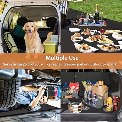 Universal Car Trunk Mat 29" x 39", All Weather Trunk Protection Cargo Liner, Durable Cargo Mat Rear Trunk Liner, Vehicle Interior Accessories Suitable for Most Car (Yellow Sunflower, 29" x 39")