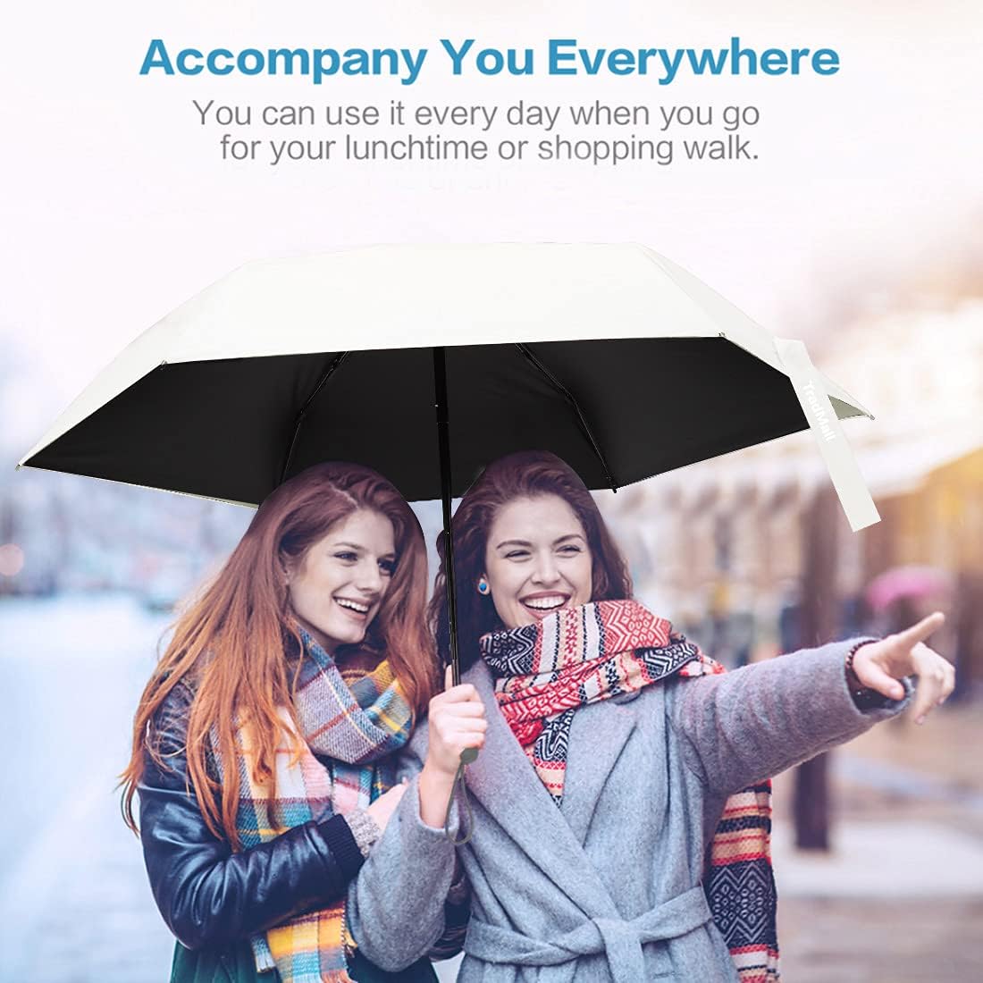 Mini Travel Umbrella, Portable Lightweight Compact Parasol with 95% UV Protection for Sun & Rain