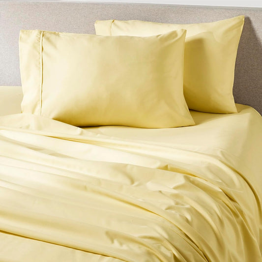 Cooling Bed Sheets for Hot Sleepers - Ultra-Soft Breathable Peachskin Performance Fabric™, Moisture-Wicking, Deep Pocket Sheet Set, Oeko-TEX®, (Split King Size, Buttercream Yellow)