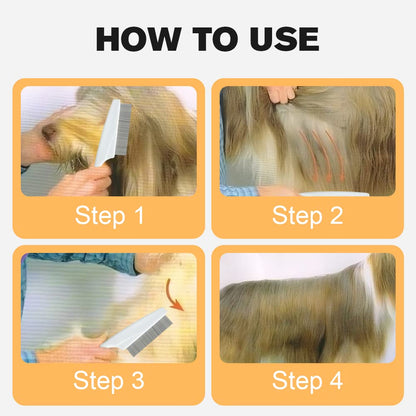 Multifunctional Pet Comb Tear Stain Removal Comb, 2024 New Pet Grooming Brush Fine-Tooth Stainless Grooming Kit for Small Dogs Puppies (Yellow)