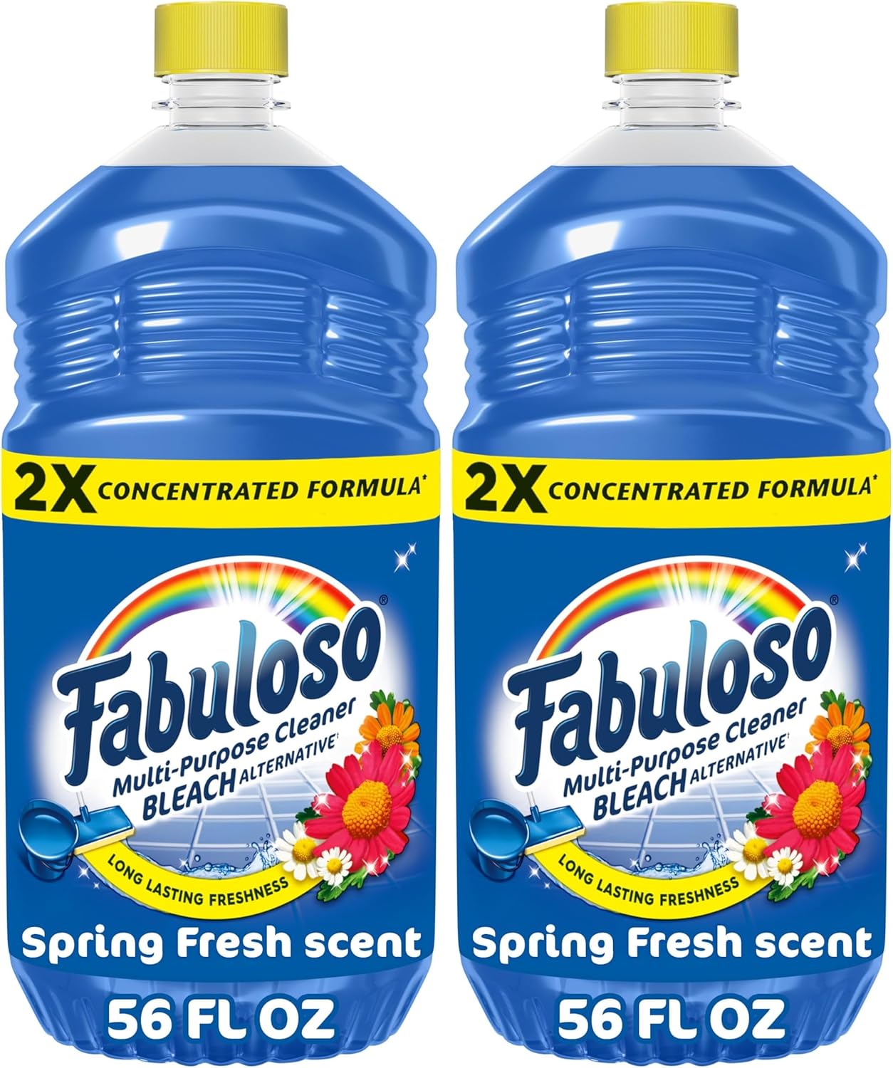 2X All-Purpose Cleaner, Refreshing Lemon Scent, 56 fl oz | No Rinse Floor Cleaner, Long-Lasting Freshness, Multi-Purpose Cleaner, Concentrated Formula, Everyday Cleaning, No Residue