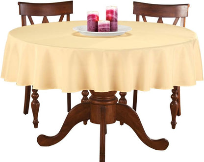 70 Inch Round Solid Colored Tablecloth, 100% Durable Polyester, Yellow