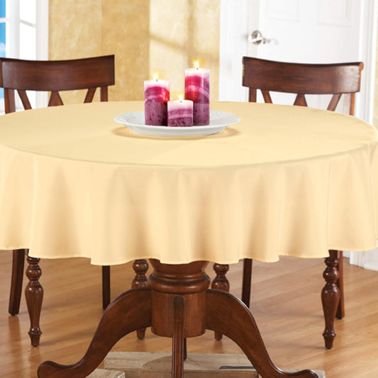 70 Inch Round Solid Colored Tablecloth, 100% Durable Polyester, Yellow