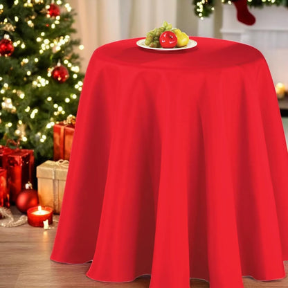 70 Inch Round Solid Colored Tablecloth, 100% Durable Polyester, Yellow