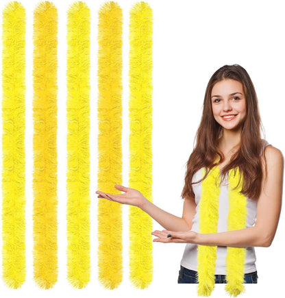 5pcs Feather Boa - Yellow and Golden Yellow 5 Ft Artificial Fluffy Boas Bulk for Wedding Birthday Tea Party Christmas Costume Decor
