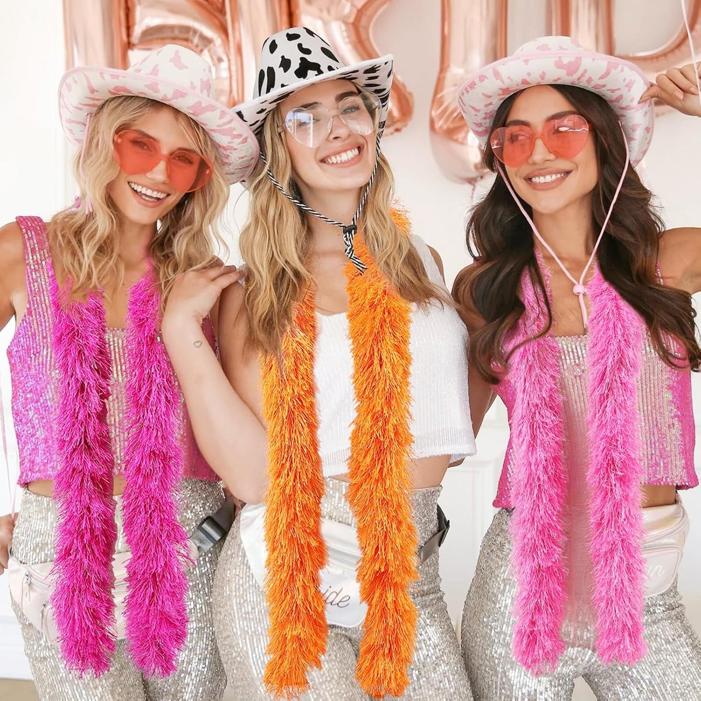 5pcs Feather Boa - Yellow and Golden Yellow 5 Ft Artificial Fluffy Boas Bulk for Wedding Birthday Tea Party Christmas Costume Decor
