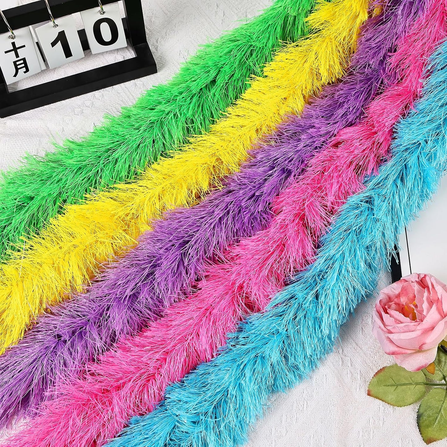 5pcs Feather Boa - Yellow and Golden Yellow 5 Ft Artificial Fluffy Boas Bulk for Wedding Birthday Tea Party Christmas Costume Decor