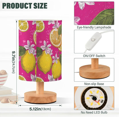 Bedside Table Lamp Lemon Yellow Citrus Fruits (43) Kids Nightstand Lamp Night Light Fabric Shade for Bedroom Living Room Home Office
