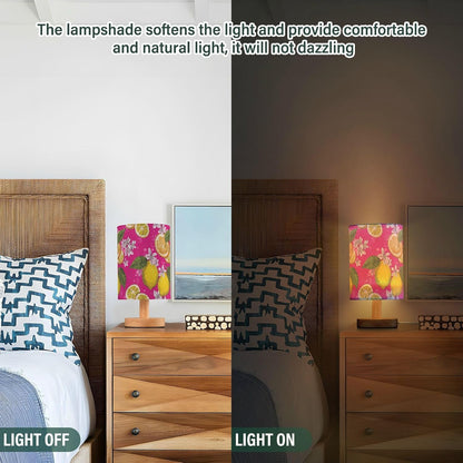 Bedside Table Lamp Lemon Yellow Citrus Fruits (43) Kids Nightstand Lamp Night Light Fabric Shade for Bedroom Living Room Home Office