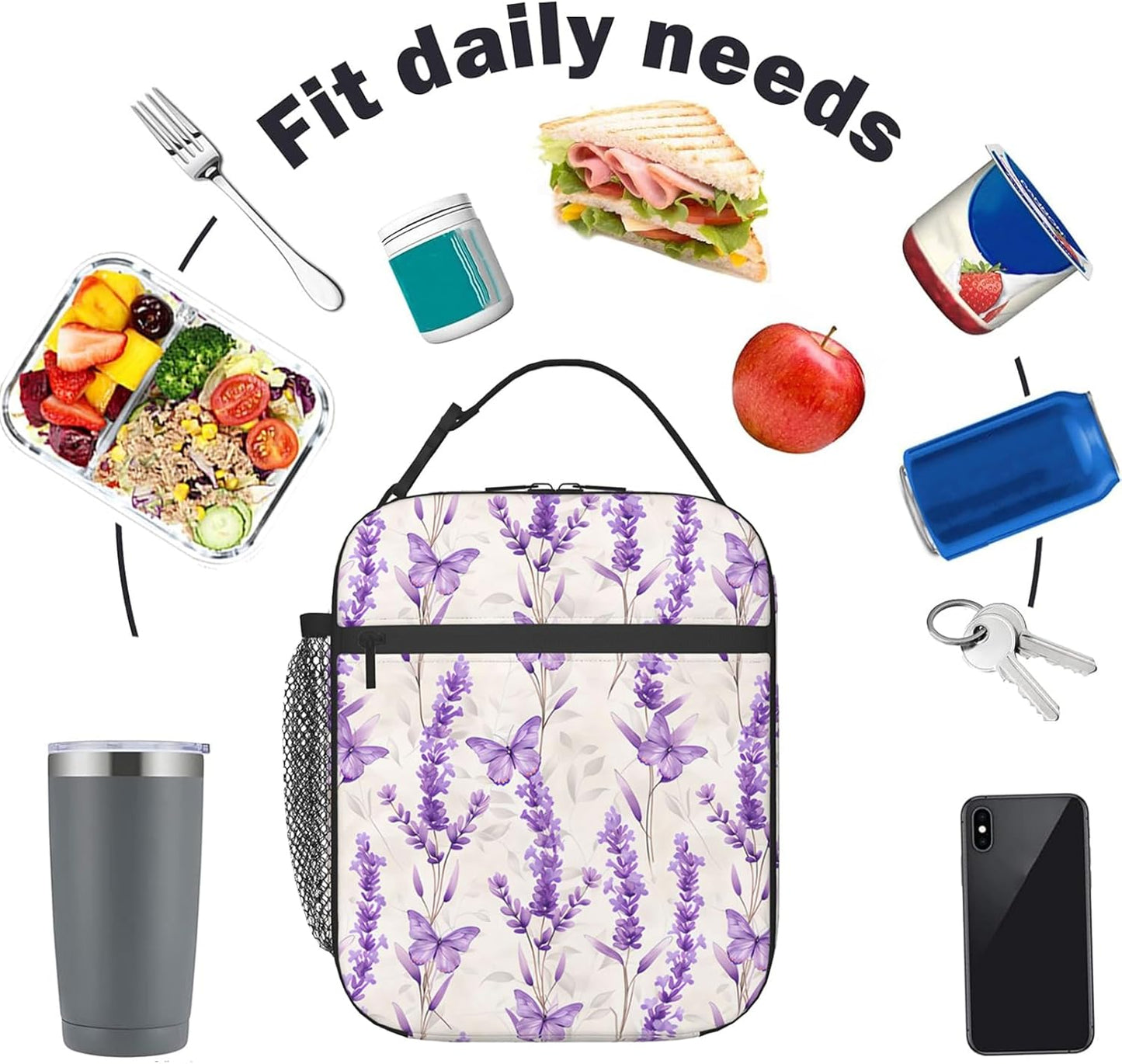 Reusable Yellow Lemon Lunch Box for Kids Girls Boys Women Adult, Insulated Fruit Lunch Bag,Polyester Cooler Green Leaves Handbags Case for School Picnic Work Travel Beach or Hiking