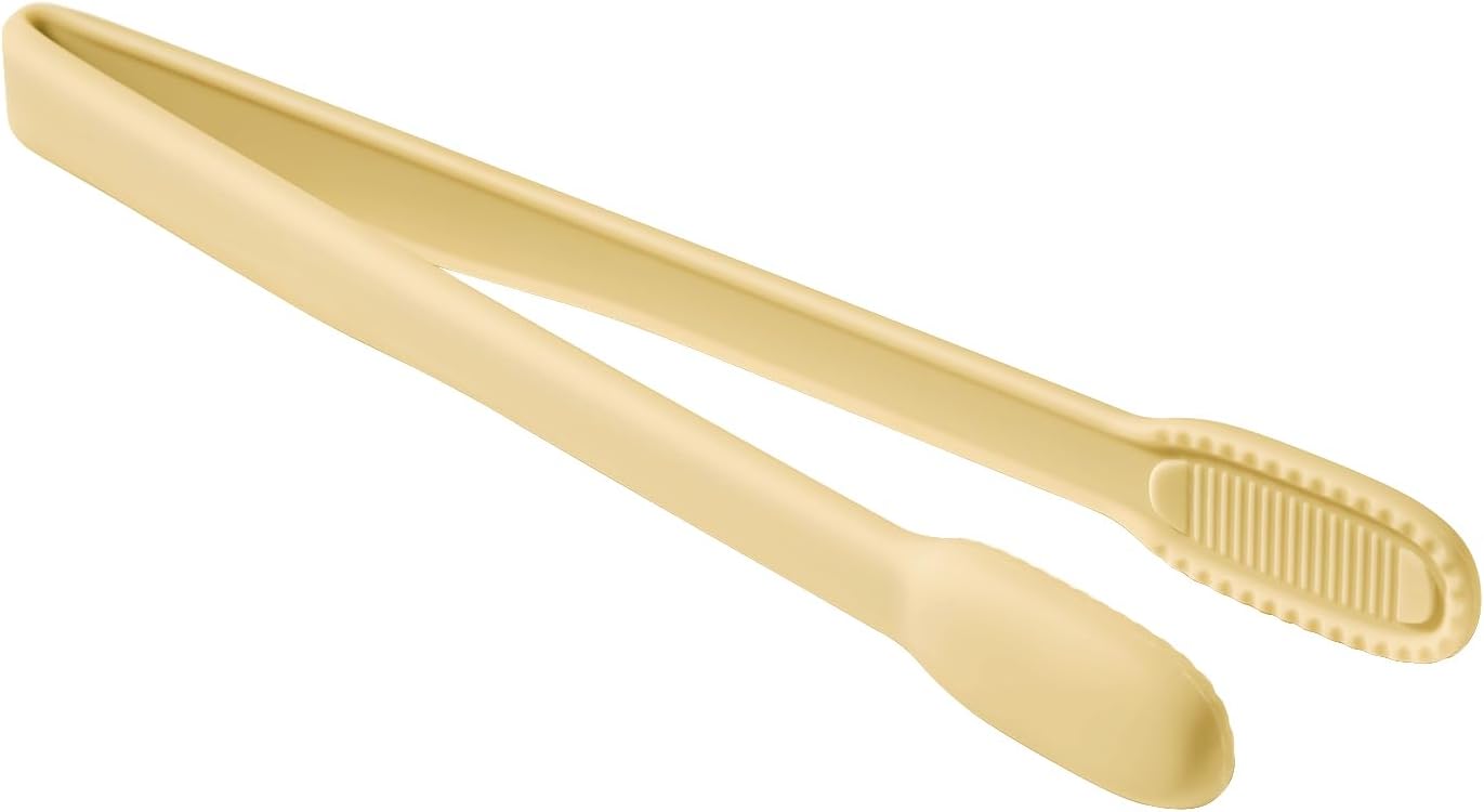 Silicone Cooking Kitchen Tongs, Anti-Slip,Non-Scratch Serving Tongs 9.25 Inches - Yellow Butter