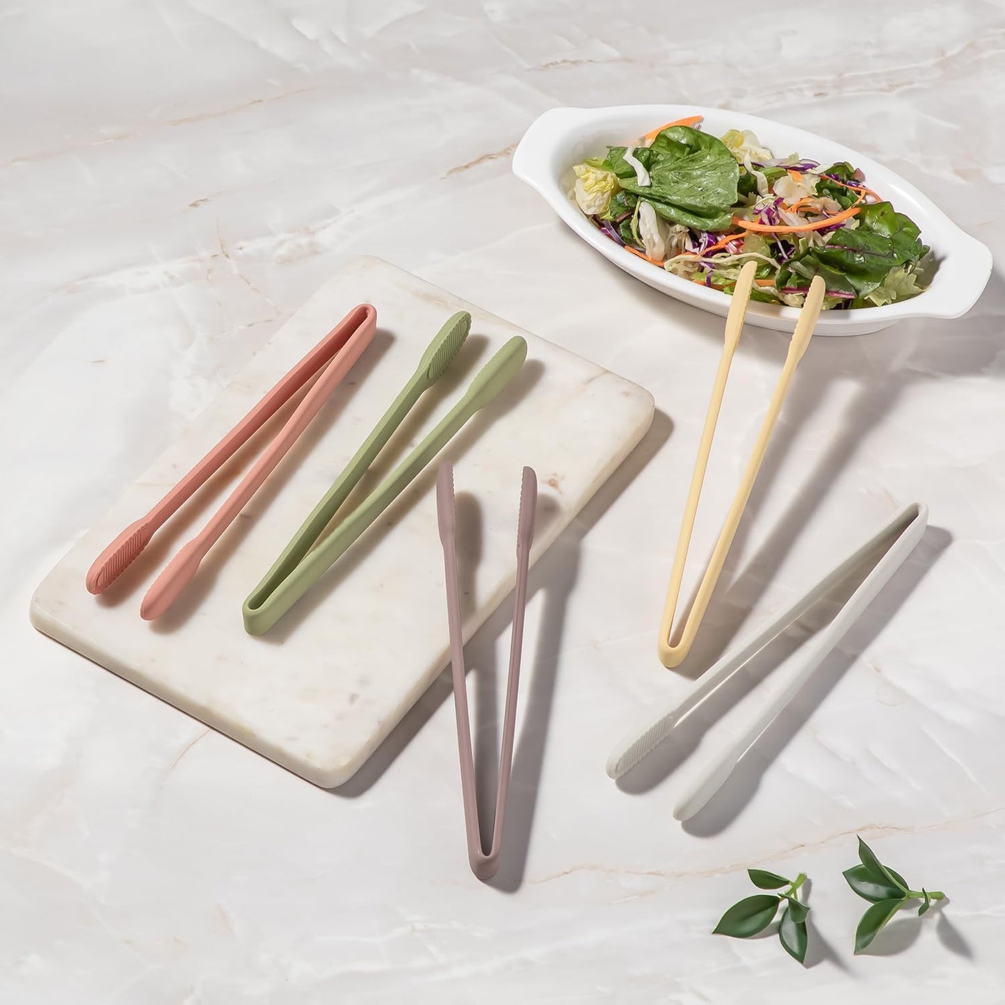 Silicone Cooking Kitchen Tongs, Anti-Slip,Non-Scratch Serving Tongs 9.25 Inches - Yellow Butter