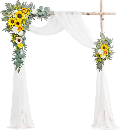 Wedding Arch Flowers Kit,Artificial Flower Arch Decor,2pcs Artificial Flower Arrangement for Wedding Decor Reception Backdrop Floral Decorations (Yellow&Sunflower)