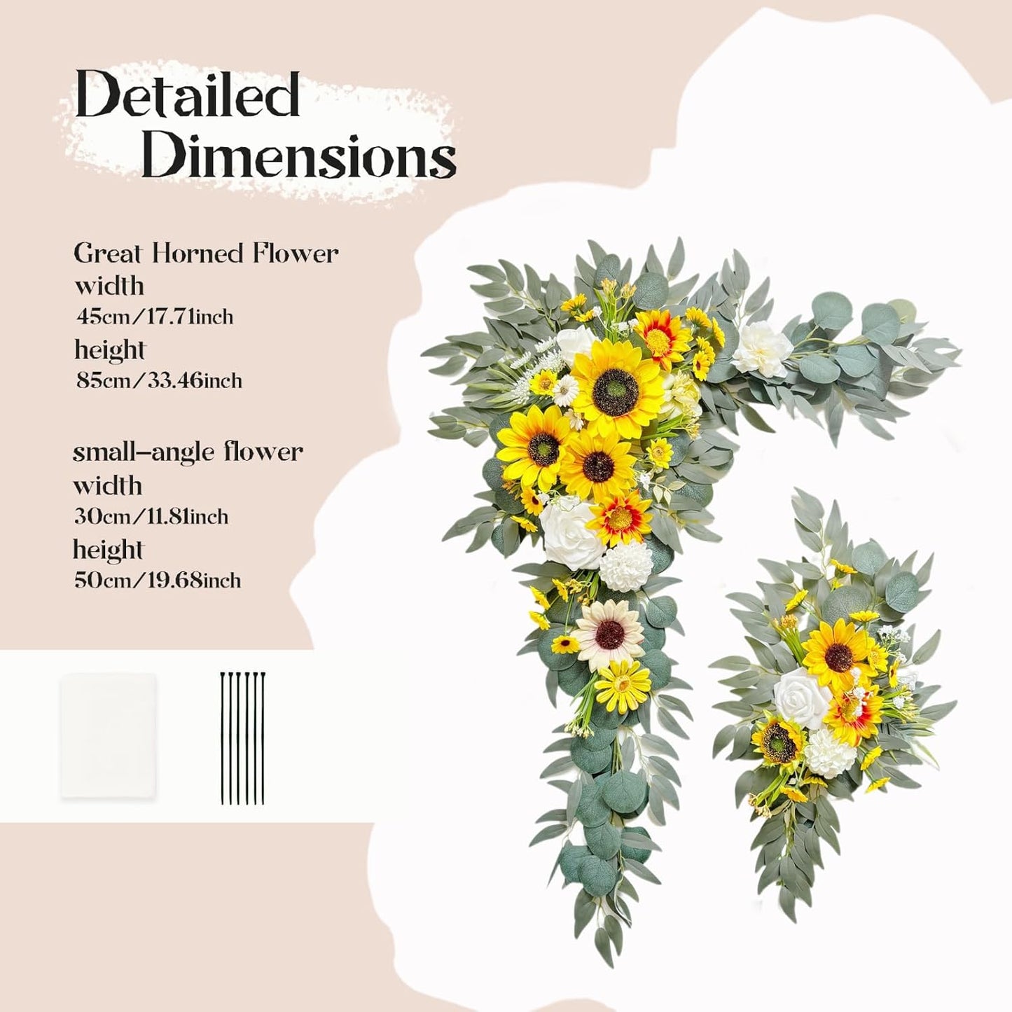 Wedding Arch Flowers Kit,Artificial Flower Arch Decor,2pcs Artificial Flower Arrangement for Wedding Decor Reception Backdrop Floral Decorations (Yellow&Sunflower)