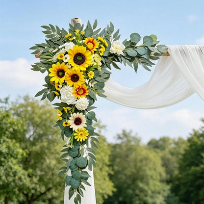Wedding Arch Flowers Kit,Artificial Flower Arch Decor,2pcs Artificial Flower Arrangement for Wedding Decor Reception Backdrop Floral Decorations (Yellow&Sunflower)