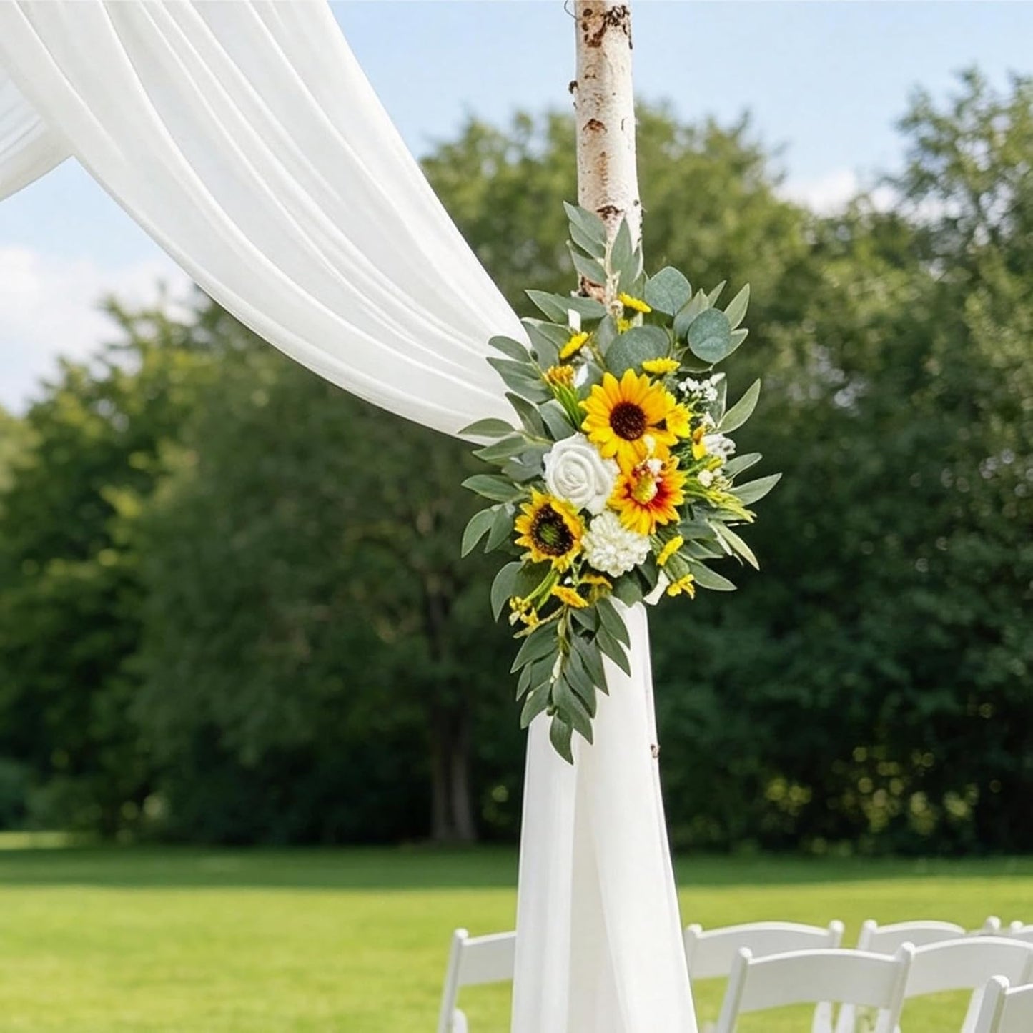 Wedding Arch Flowers Kit,Artificial Flower Arch Decor,2pcs Artificial Flower Arrangement for Wedding Decor Reception Backdrop Floral Decorations (Yellow&Sunflower)