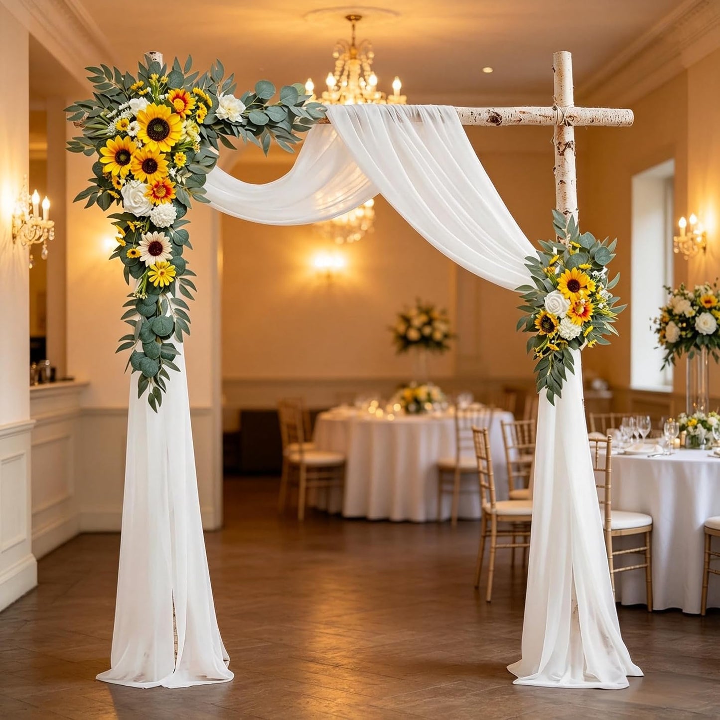Wedding Arch Flowers Kit,Artificial Flower Arch Decor,2pcs Artificial Flower Arrangement for Wedding Decor Reception Backdrop Floral Decorations (Yellow&Sunflower)