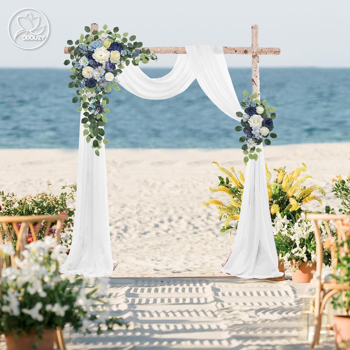 Wedding Arch Flowers Kit,Artificial Flower Arch Decor,2pcs Artificial Flower Arrangement for Wedding Decor Reception Backdrop Floral Decorations (Yellow&Sunflower)