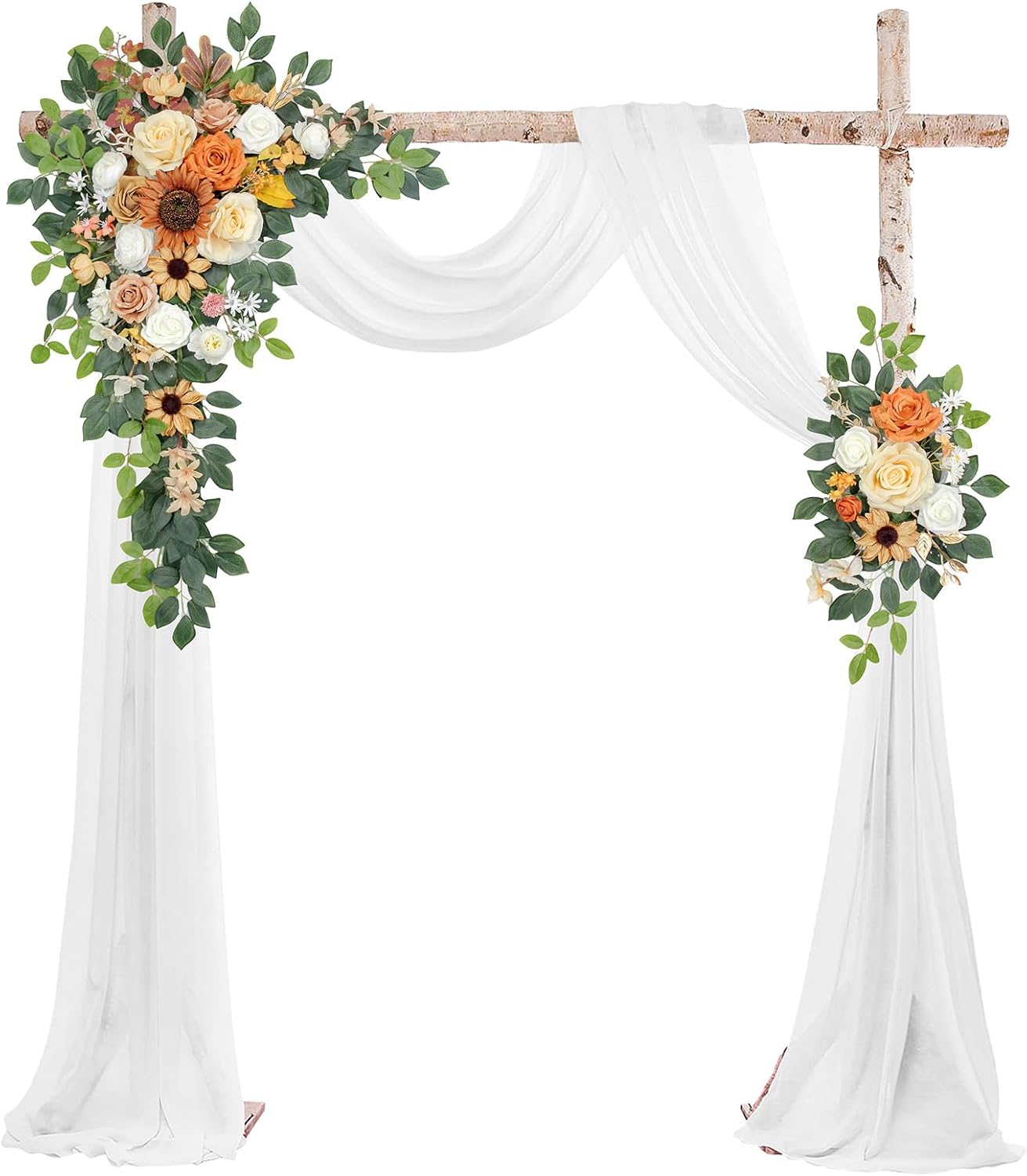 Wedding Arch Flowers Kit,Artificial Flower Arch Decor,2pcs Artificial Flower Arrangement for Wedding Decor Reception Backdrop Floral Decorations (Yellow&Sunflower)