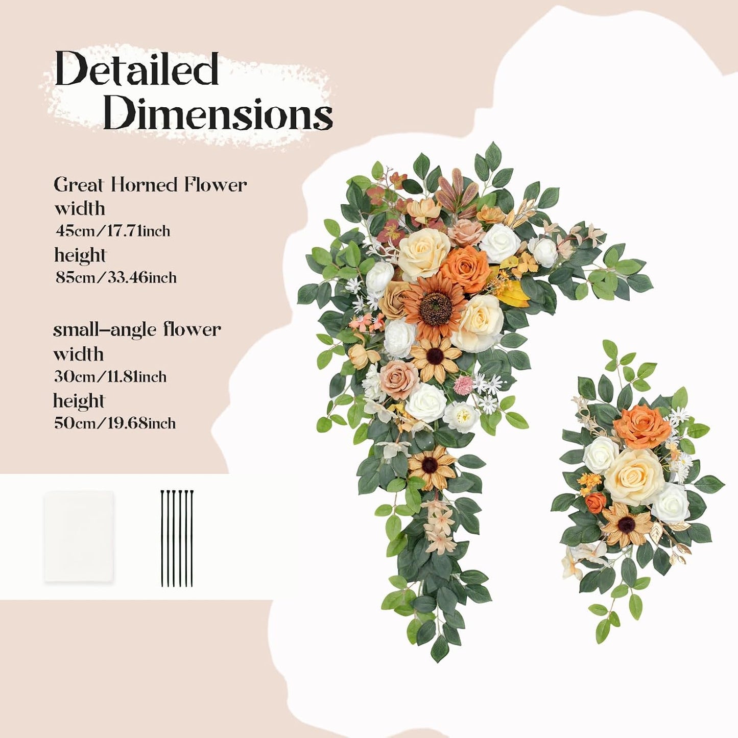 Wedding Arch Flowers Kit,Artificial Flower Arch Decor,2pcs Artificial Flower Arrangement for Wedding Decor Reception Backdrop Floral Decorations (Yellow&Sunflower)