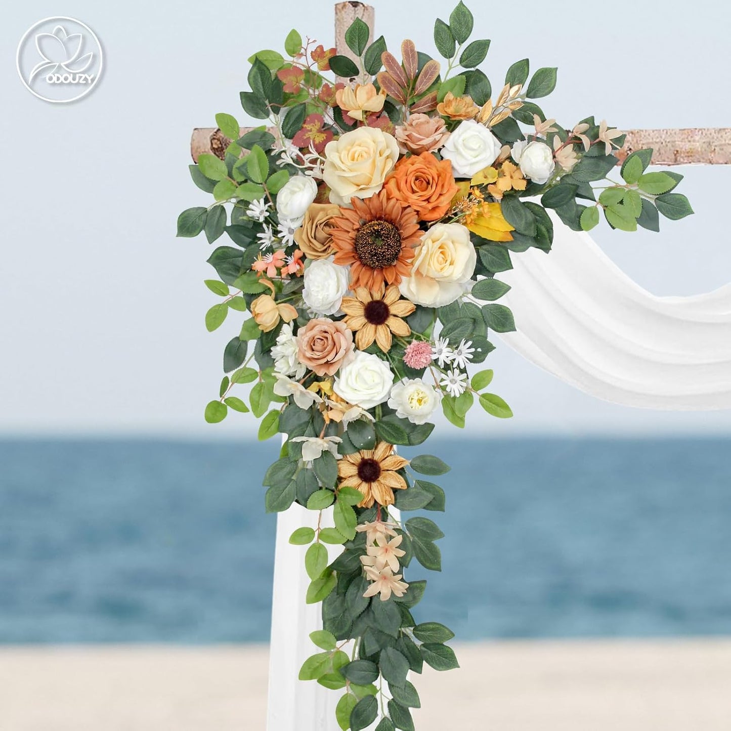 Wedding Arch Flowers Kit,Artificial Flower Arch Decor,2pcs Artificial Flower Arrangement for Wedding Decor Reception Backdrop Floral Decorations (Yellow&Sunflower)