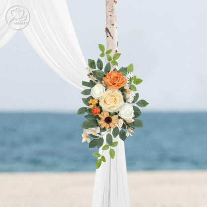 Wedding Arch Flowers Kit,Artificial Flower Arch Decor,2pcs Artificial Flower Arrangement for Wedding Decor Reception Backdrop Floral Decorations (Yellow&Sunflower)