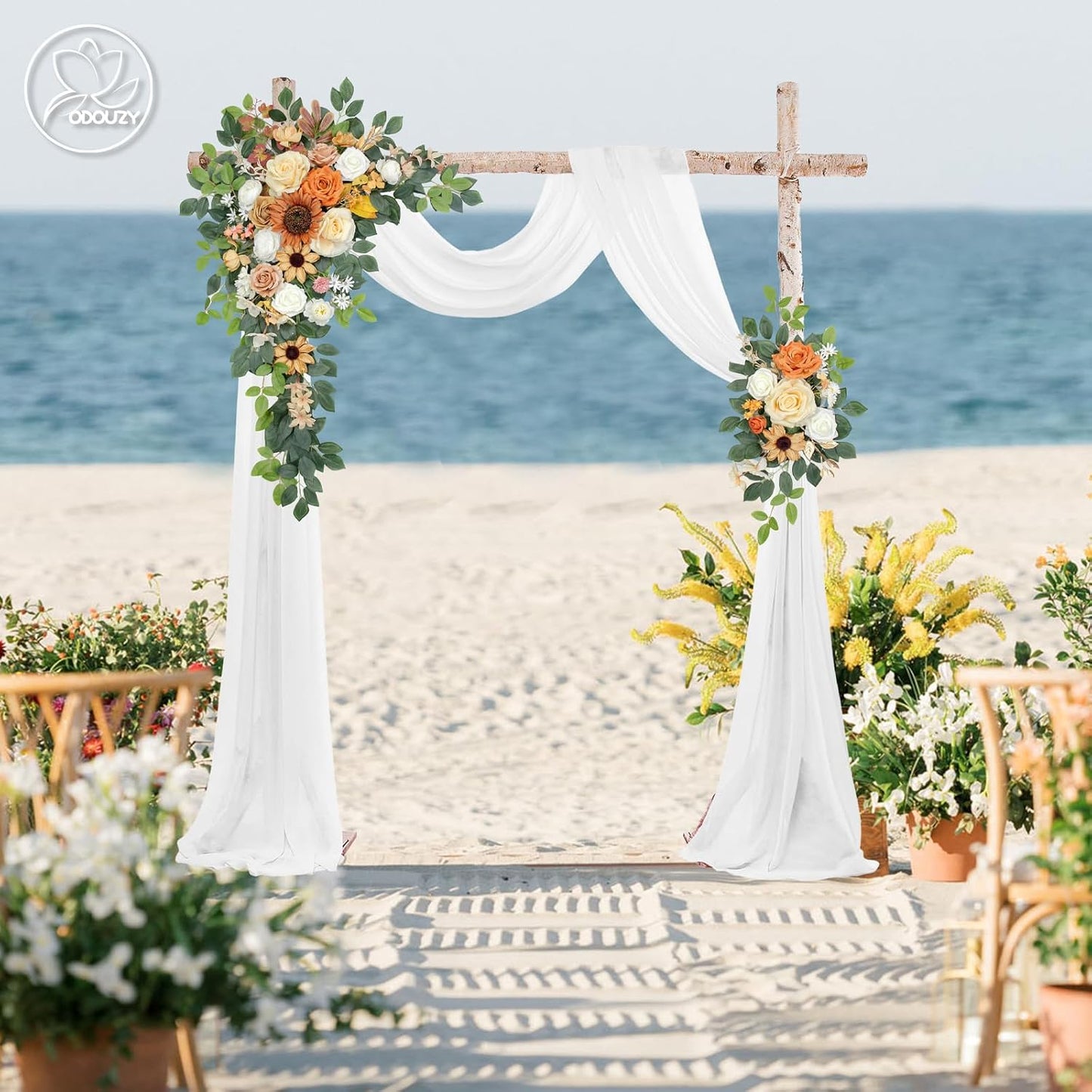 Wedding Arch Flowers Kit,Artificial Flower Arch Decor,2pcs Artificial Flower Arrangement for Wedding Decor Reception Backdrop Floral Decorations (Yellow&Sunflower)